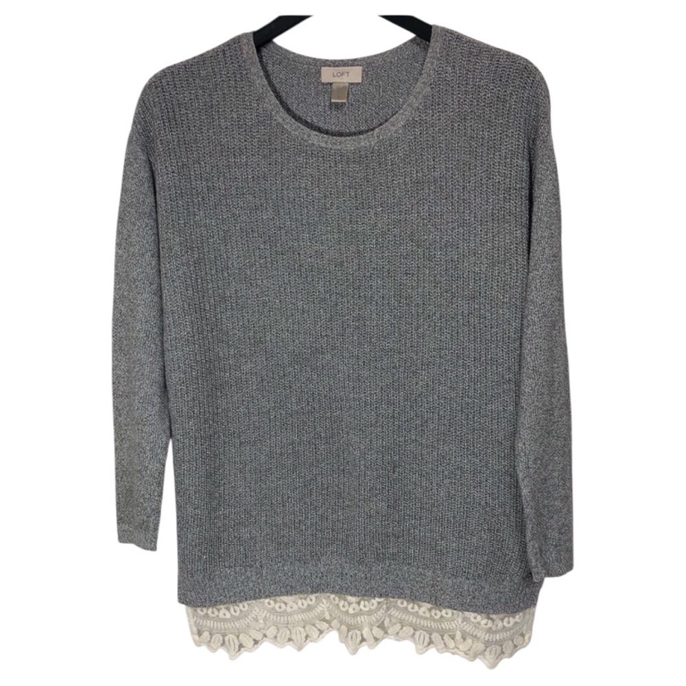 Ann Taylor Loft Lace Edge Pullover Sweater Womens Size M